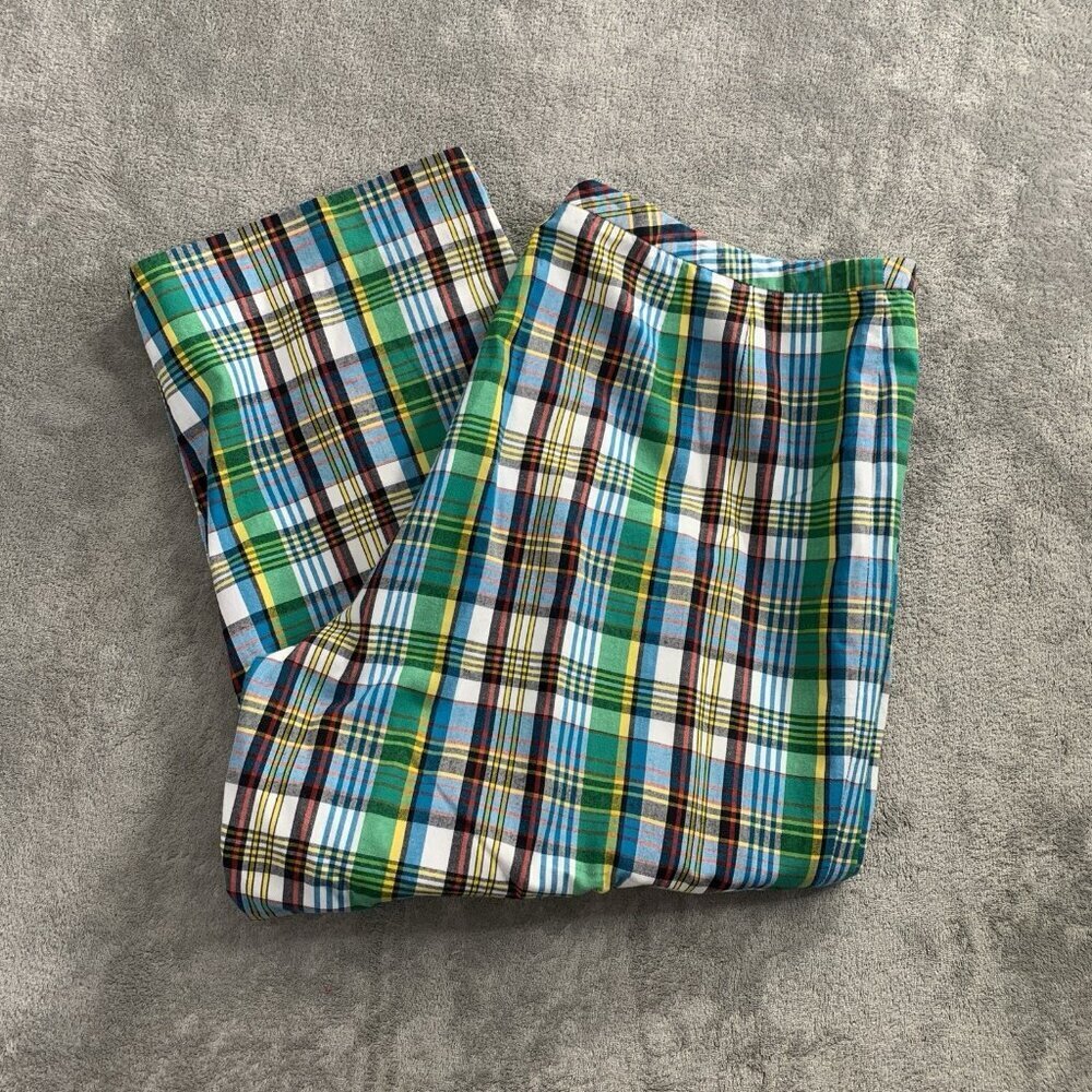 Pendleton Pants Womens 16 White Green Plaid Cotton Crop Golf Resort Old Money